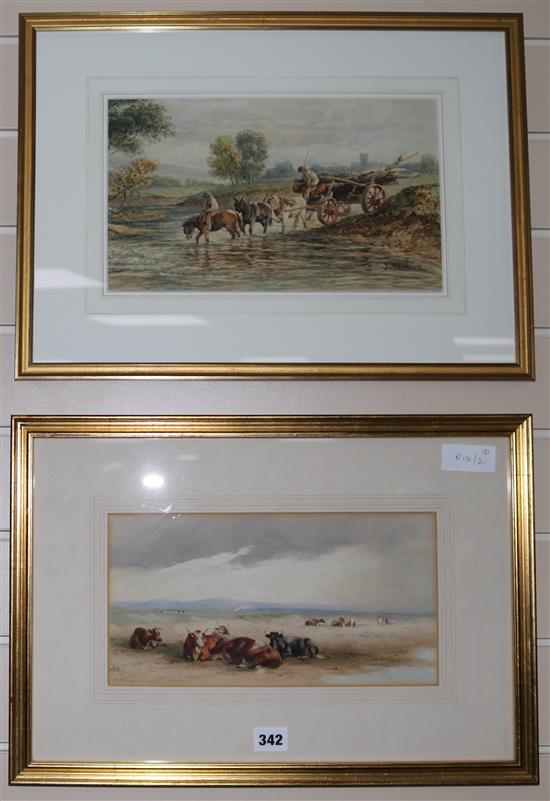 Thomas Wainewright, Cattle in landscape & watercolour of a timber card